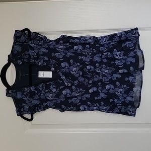 NWT Banana Republic Navy Floral Flutter Peplum Top